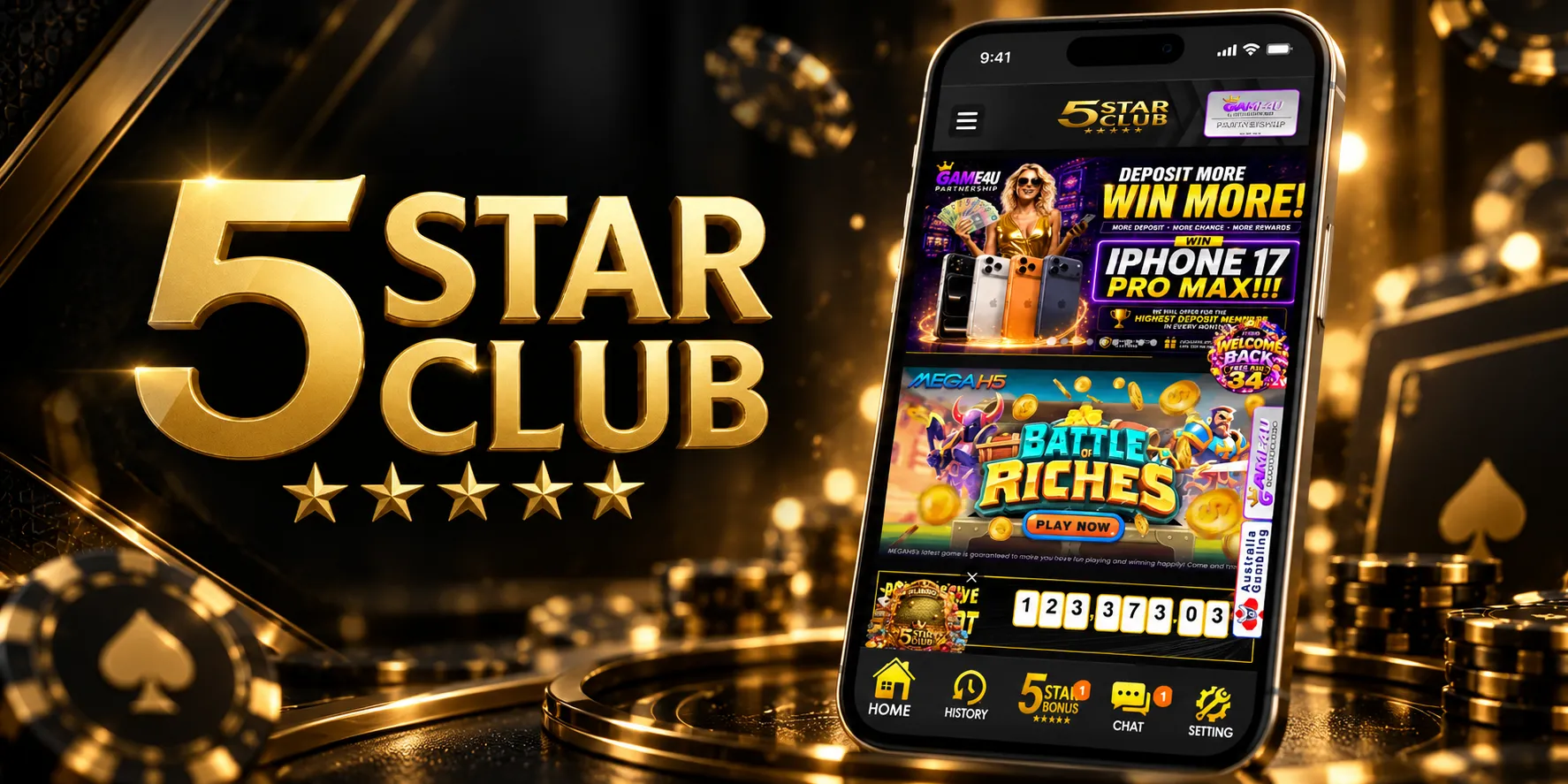 5StarClub Casino App Screenshot